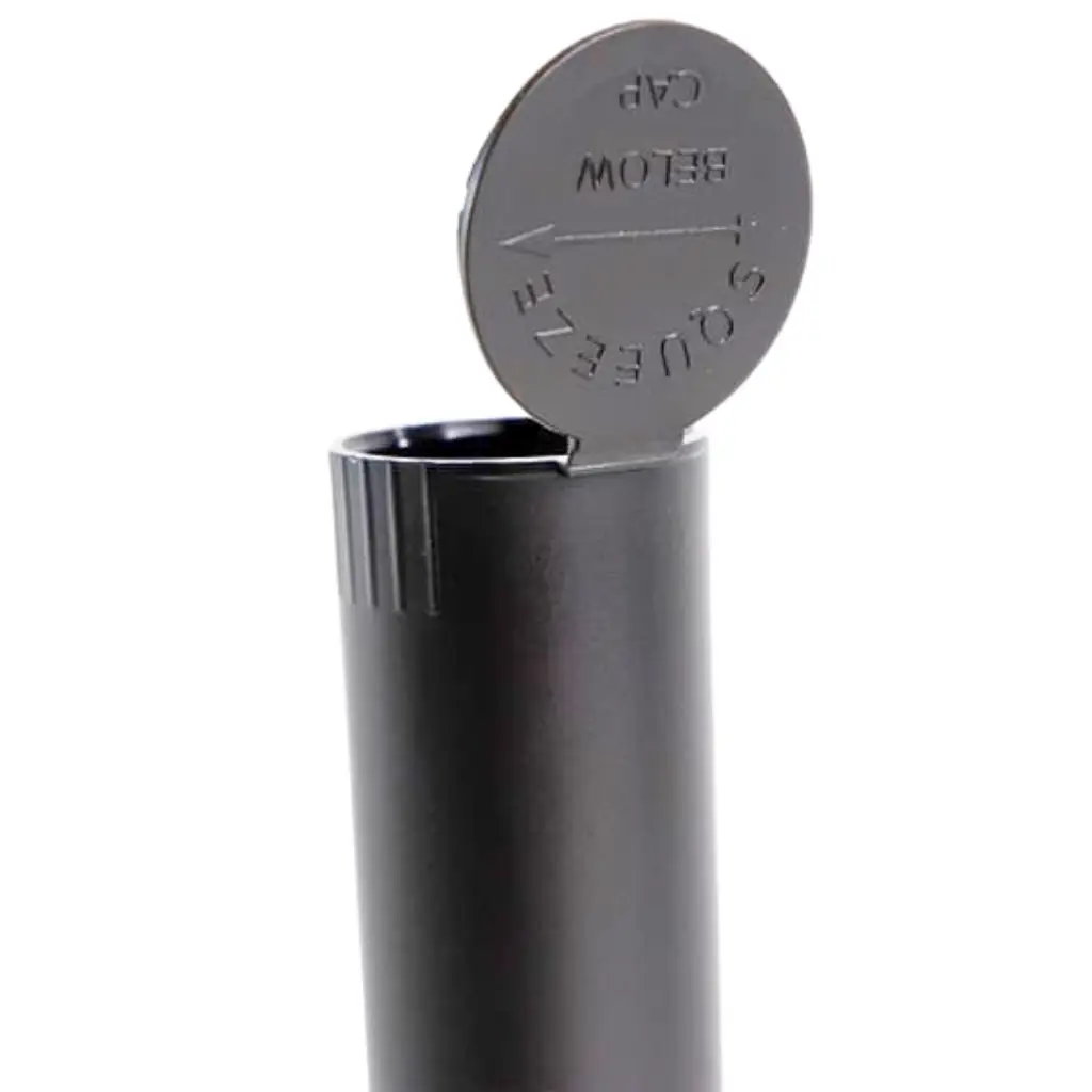 116 mm Kindersichere blickdichte Pop-Top Pre-Roll Tubes – Matt Schwarz (5er-Set)